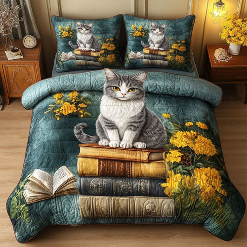 Feline Tales 3-Piece Quilted Bedding Set NCU0NT6696