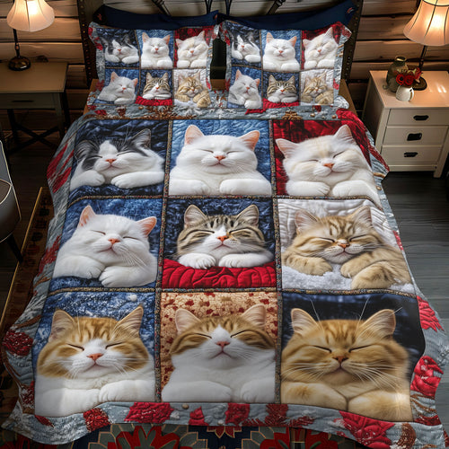 Feline Tranquility 3-Piece Quilted Bedding Set NCU0TL1064