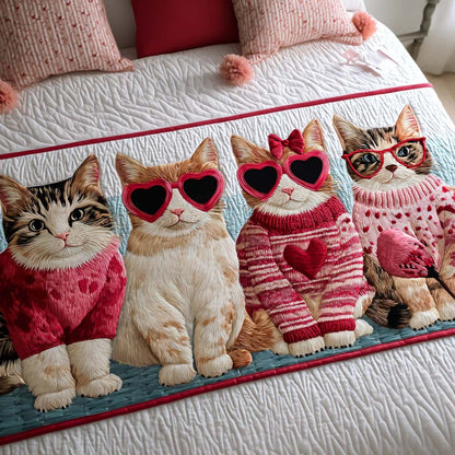 Feline Valentine Quilted Bed Runner NCU0NT11648