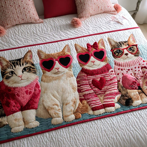 Feline Valentine Quilted Bed Runner NCU0NT11648