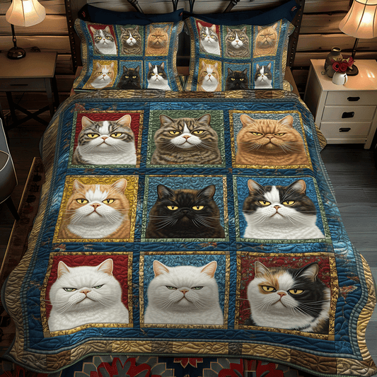 Feline and Fiction 3-Piece Quilted Bedding Set NCU0TL1076