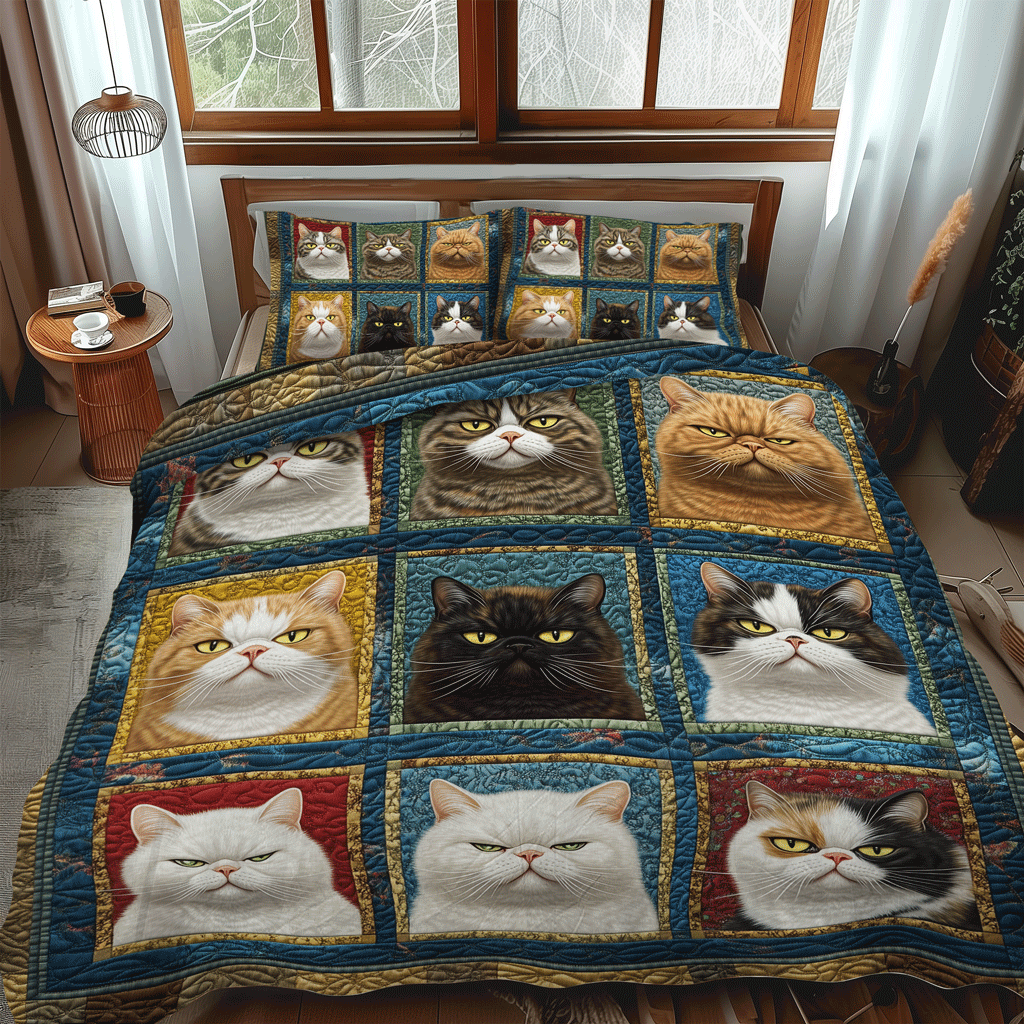 Feline and Fiction 3-Piece Quilted Bedding Set NCU0TL1076
