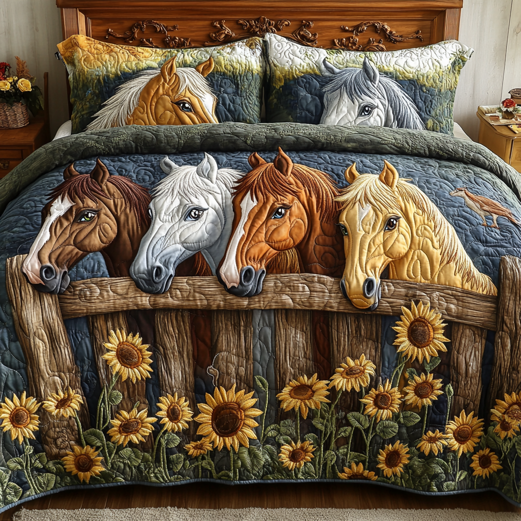 Fence Friends 3-Piece Quilted Bedding Set NCU0VH5690