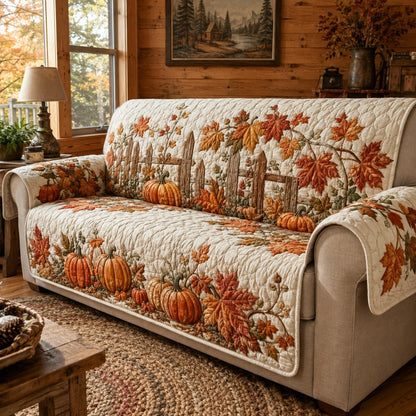 Fence Pumpkins Quilted Sofa Cover NCU0VL3764