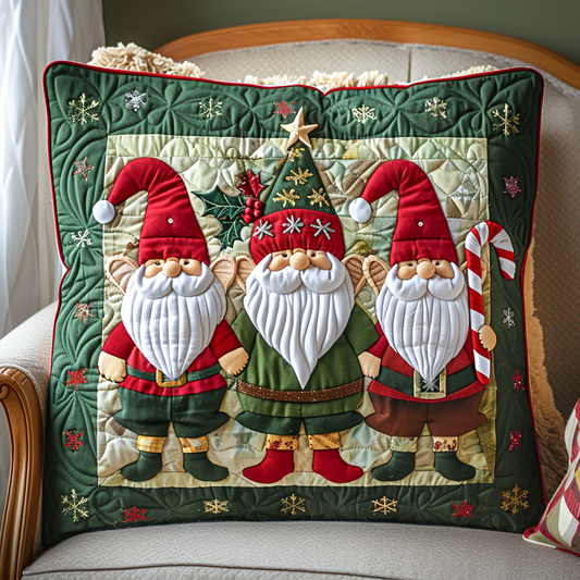 Festive Gnome Trio Quilted Pillow Case NCU0NT088