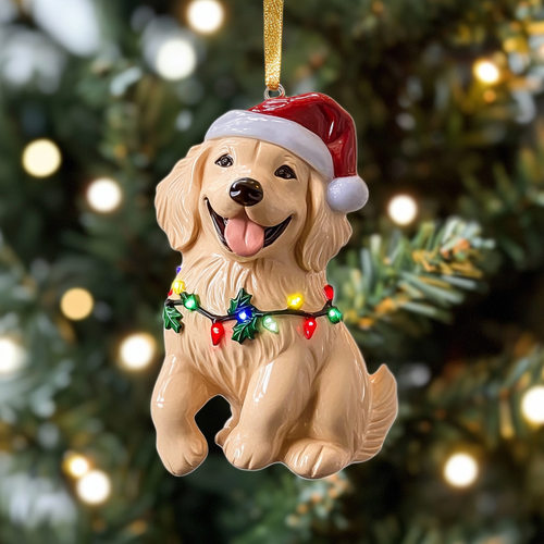 Festive Golden Retriever Mica Ornament NCU0VL812