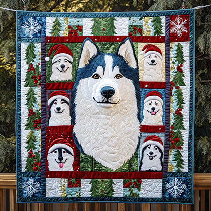 Festive Husky Cheer Quilted Blanket NCU0NT2389