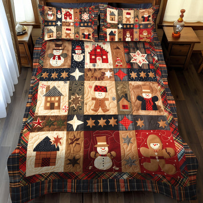 Festive Patchwork 3-Piece Quilted Bedding Set NCU0TH945