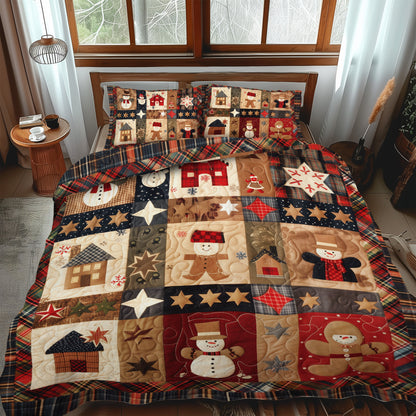 Festive Patchwork 3-Piece Quilted Bedding Set NCU0TH945