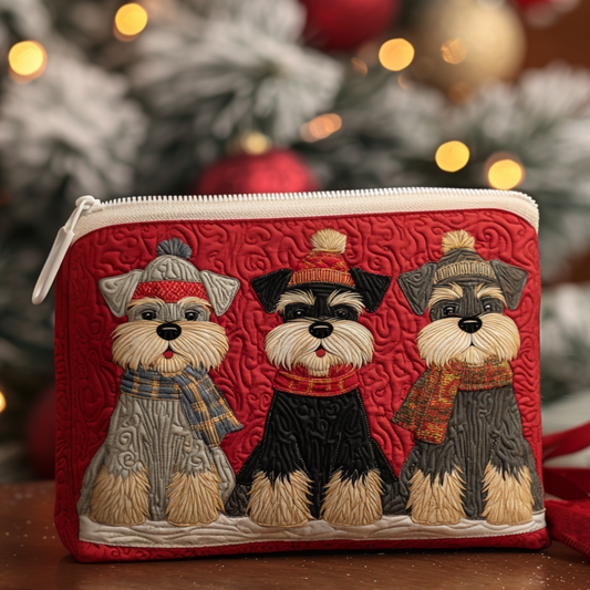Festive Schnauzer Charm Quilted Zipper Pouch NCU0NT9770