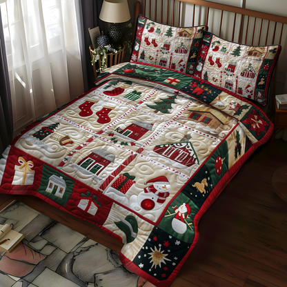 Festive Village 3-Piece Quilted Bedding Set NCU0NT037