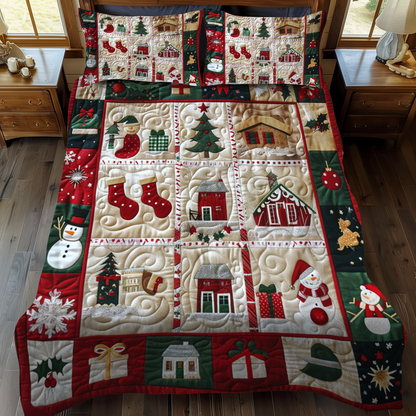 Festive Village 3-Piece Quilted Bedding Set NCU0NT037