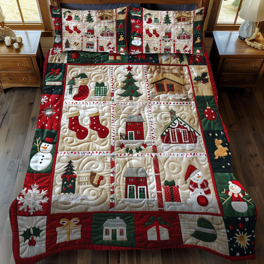 Festive Village 3-Piece Quilted Bedding Set NCU0NT037