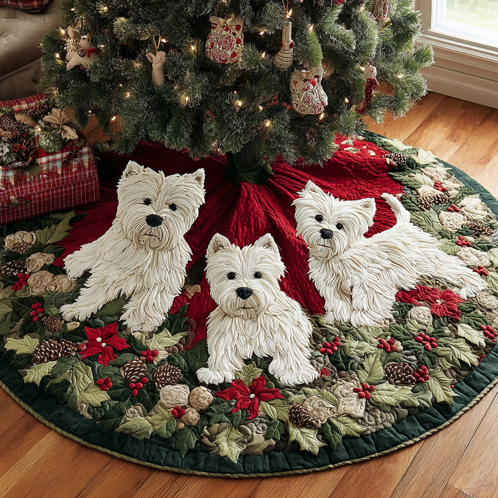 West Highland Terrier Christmas Quilted Tree Skirt NCU0VT289