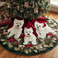 Festive Westie Spirit Quilted Christmas Tree Skirt NCU0DV8107