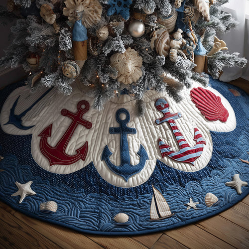 Festive Anchor Coast Christmas Quilted Tree Skirt NCU0TH3678
