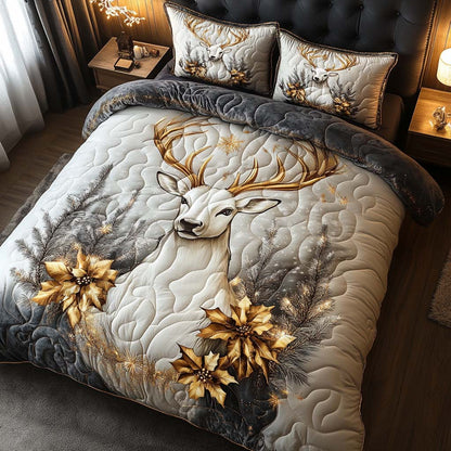 Festive Antler Majesty 3-Piece Quilted Bedding Set NCU0XD199