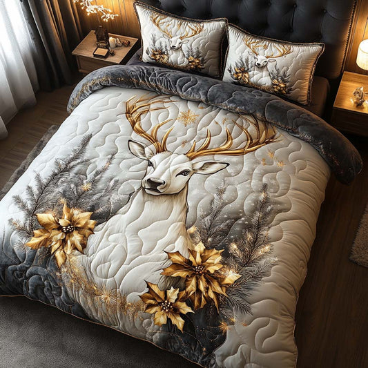 Festive Antler Majesty 3-Piece Quilted Bedding Set NCU0XD199