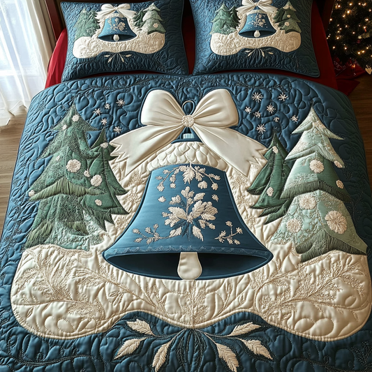 Festive Bells Cheer 3-Piece Quilted Bedding Set NCU0DK2525