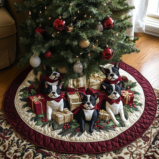 Festive Boston Charm Quilted Christmas Tree Skirt NCU0DV8174