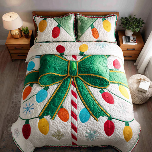 Festive Bow 3-Piece Quilted Bedding Set NCU0TD451