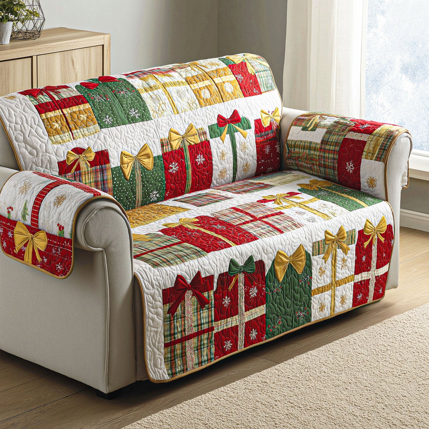 Festive Box Joy Quilted Sofa Cover NCU0TD643