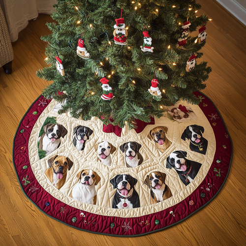 Festive Boxer Fun Christmas Quilted Tree Skirt NCU0VL732