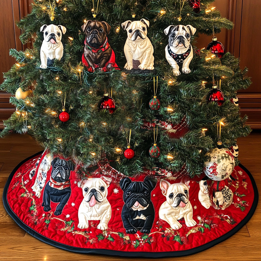 Festive Bulldog Quilted Christmas Tree Skirt NCU0PT1502 – Vantique