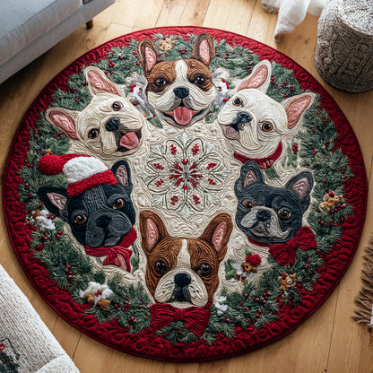 Festive Bulldog Quilted Round Mat NCU0HH680