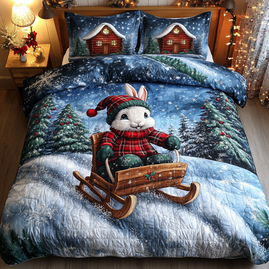 Festive Bunny Bliss 3-Piece Quilted Bedding Set NCU0DK2588