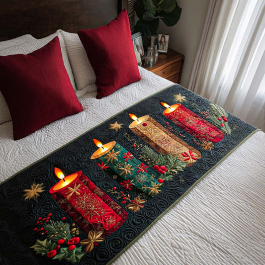 Festive Candles Quilted Bed Runner NCU0NT9892