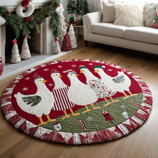 Festive Chicken Crew Quilted Round Mat NCU0HH260