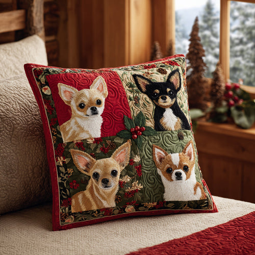 Festive Chihuahua Quilted Pillow Case NCU0DV8135