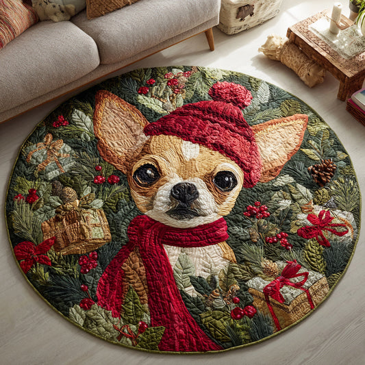 Festive Chihuahua Quilted Round Mat NCU0HH930