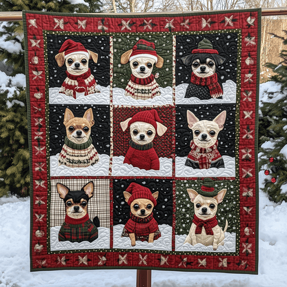 Festive Chihuahuas Art Quilt Hanging NCU0TH1607