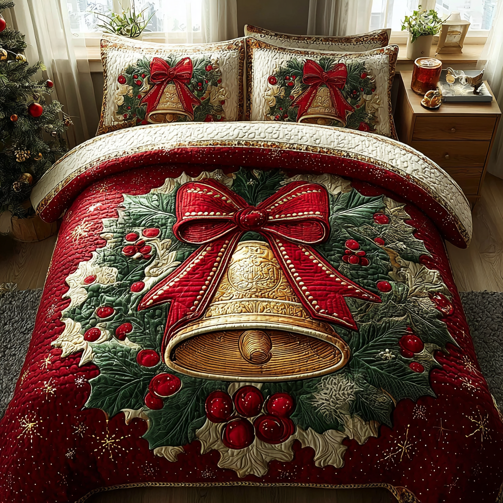 Festive Chimes 3-Piece Quilted Bedding Set NCU0DK10085