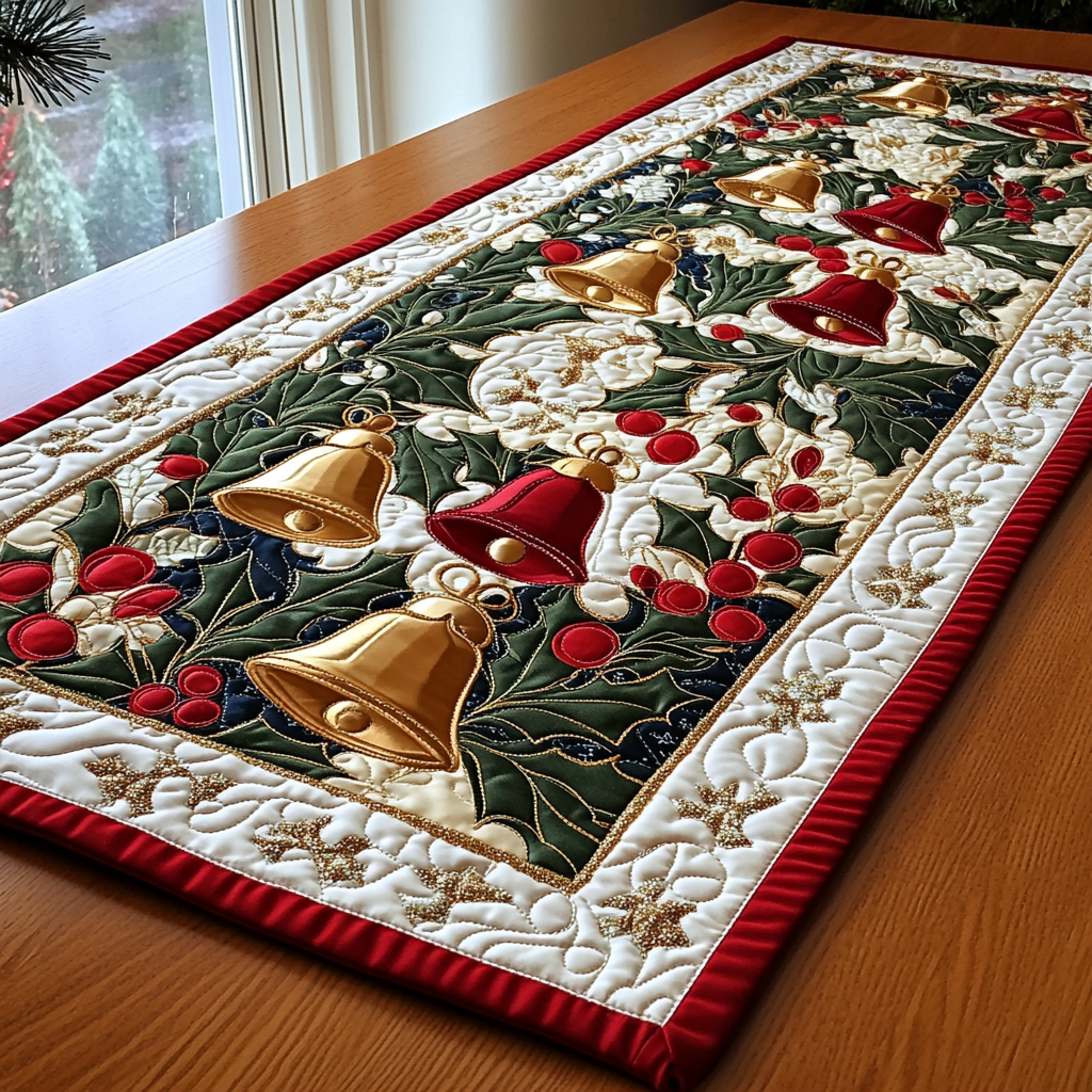 Festive Chimes Quilted Table Runner NCU0DK10035