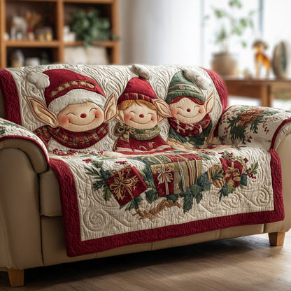 Festive Christmas Elf Quilted Sofa Cover NCU0HH1122