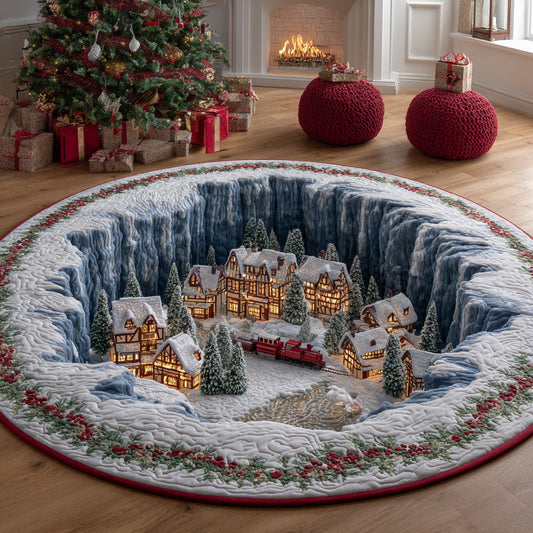Festive Christmas Village Quilted Round Mat NCU0HH843
