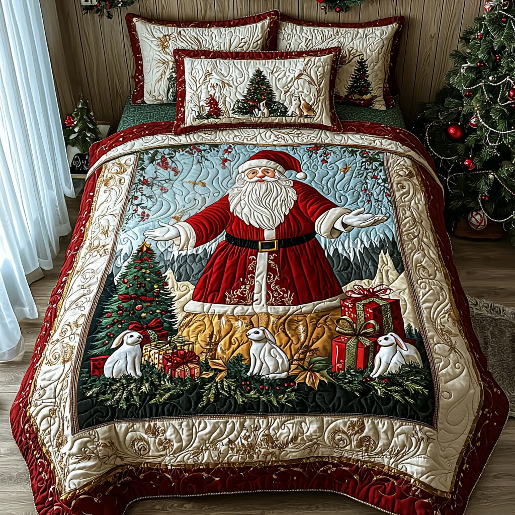 Festive Claus 3-Piece Quilted Bedding Set NCU0DV7781