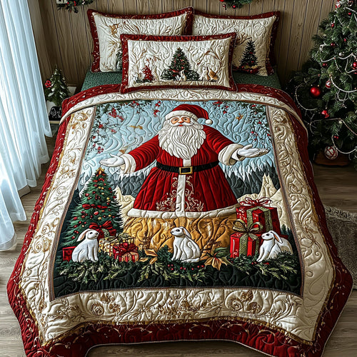 Festive Claus 3-Piece Quilted Bedding Set NCU0DV7781