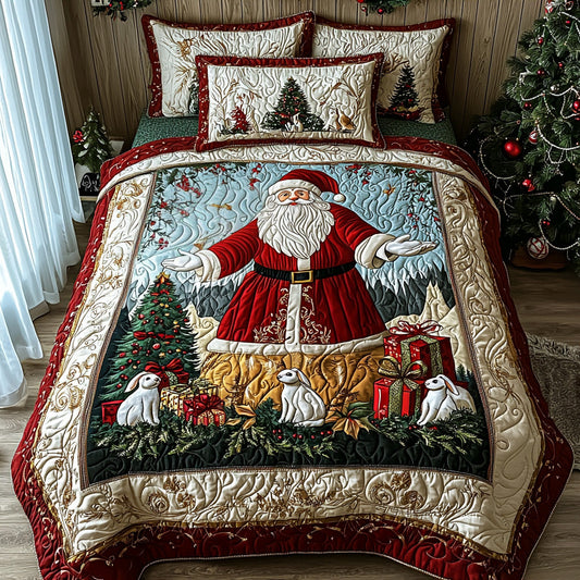 Festive Claus 3-Piece Quilted Bedding Set NCU0DV7781