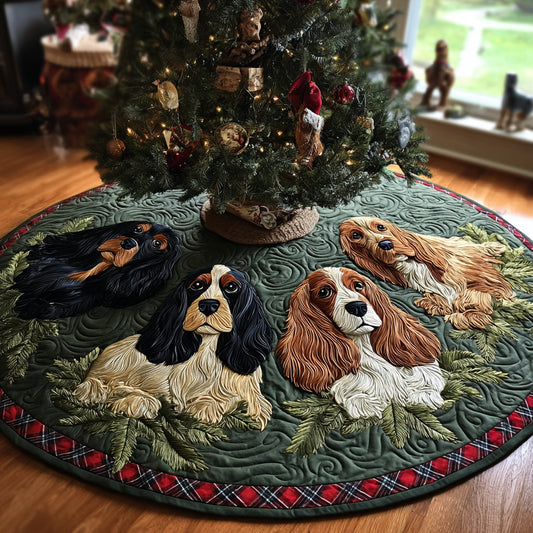 Festive Cocker Whirl Christmas Quilted Tree Skirt NCU0DV8199
