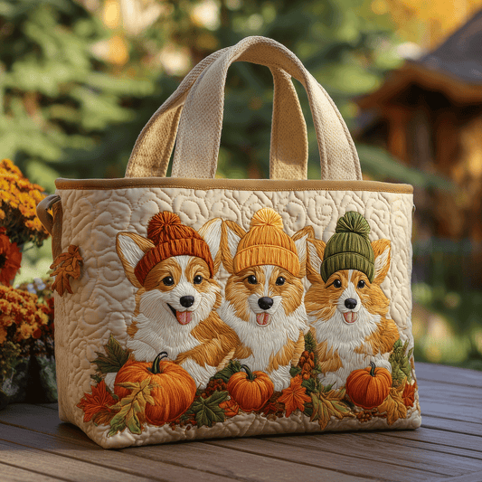 Festive Corgi Friends Quilted Tote Bag NCU0TH2772