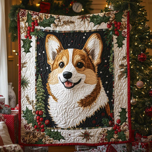 Festive Corgi Quilted Blanket NCU0XD444