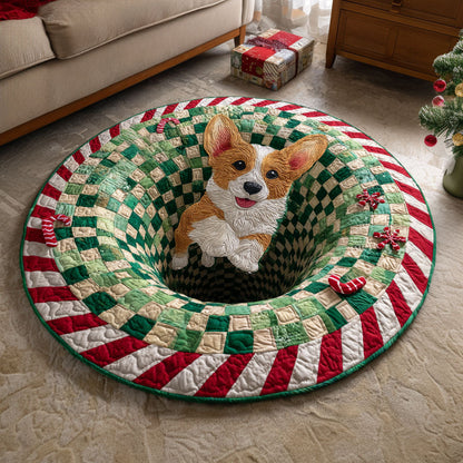 Festive Corgi Quilted Round Mat NCU0TD498