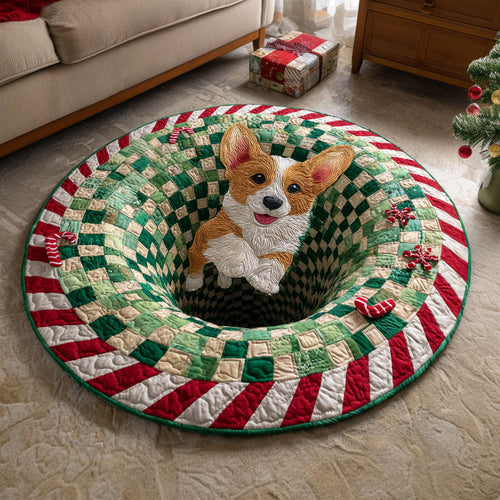 Festive Corgi Quilted Round Mat NCU0TD498