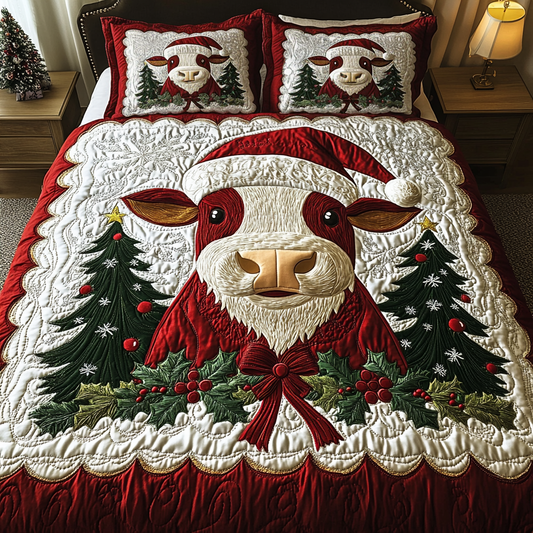 Festive Cow 3-Piece Quilted Bedding Set NCU0VH918
