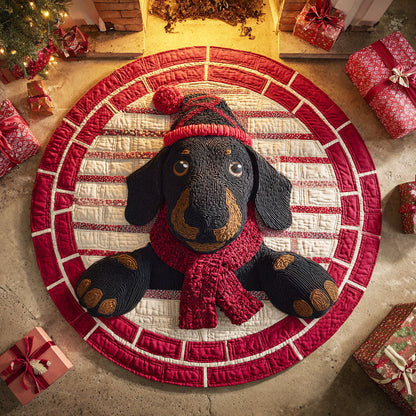 Festive Dachshund Quilted Round Mat NCU0TD421