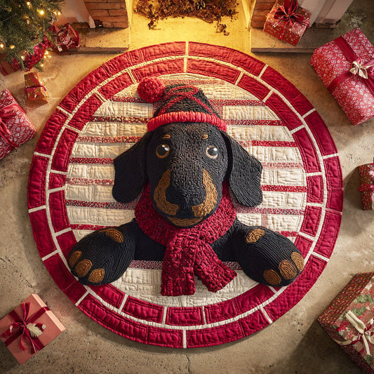 Festive Dachshund Quilted Round Mat NCU0TD421